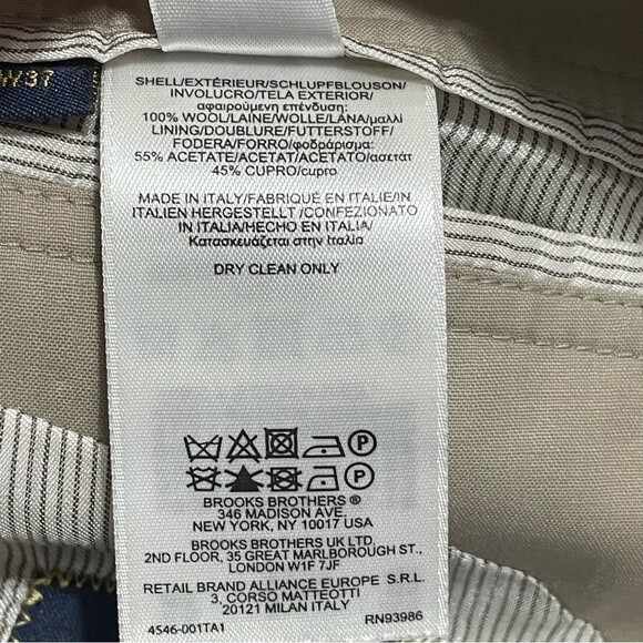 Brooks Brothers 1818 Fitzgerald 100% Wool Beige Suit Coat Blazer Size 43R W37 - Picture 14 of 16